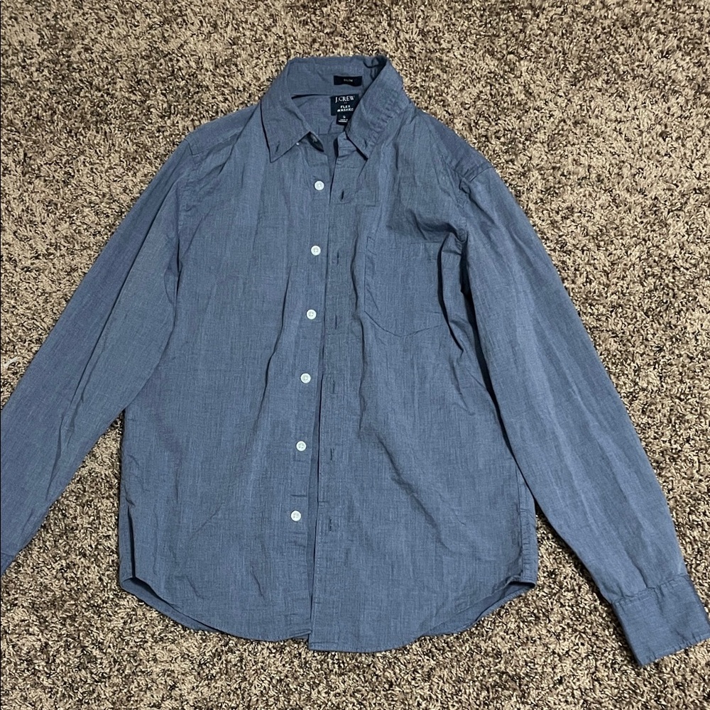 J. Crew Men's Casual Blue Button-Down Shirt.